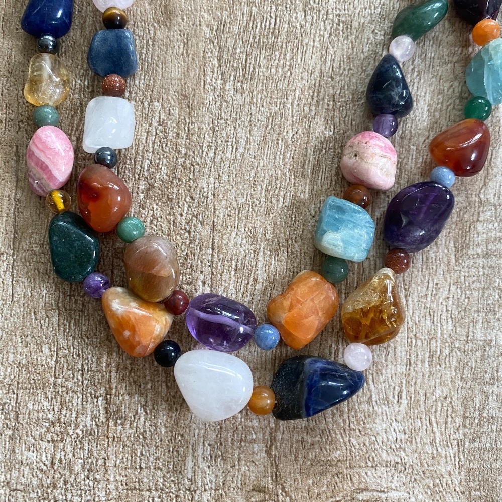 Multi Color Stone Necklace - Picture 2 of 3